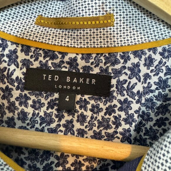 TED BAKER men's textured navy GOT GAME button front shirt size 4 or M - Picture 3 of 7